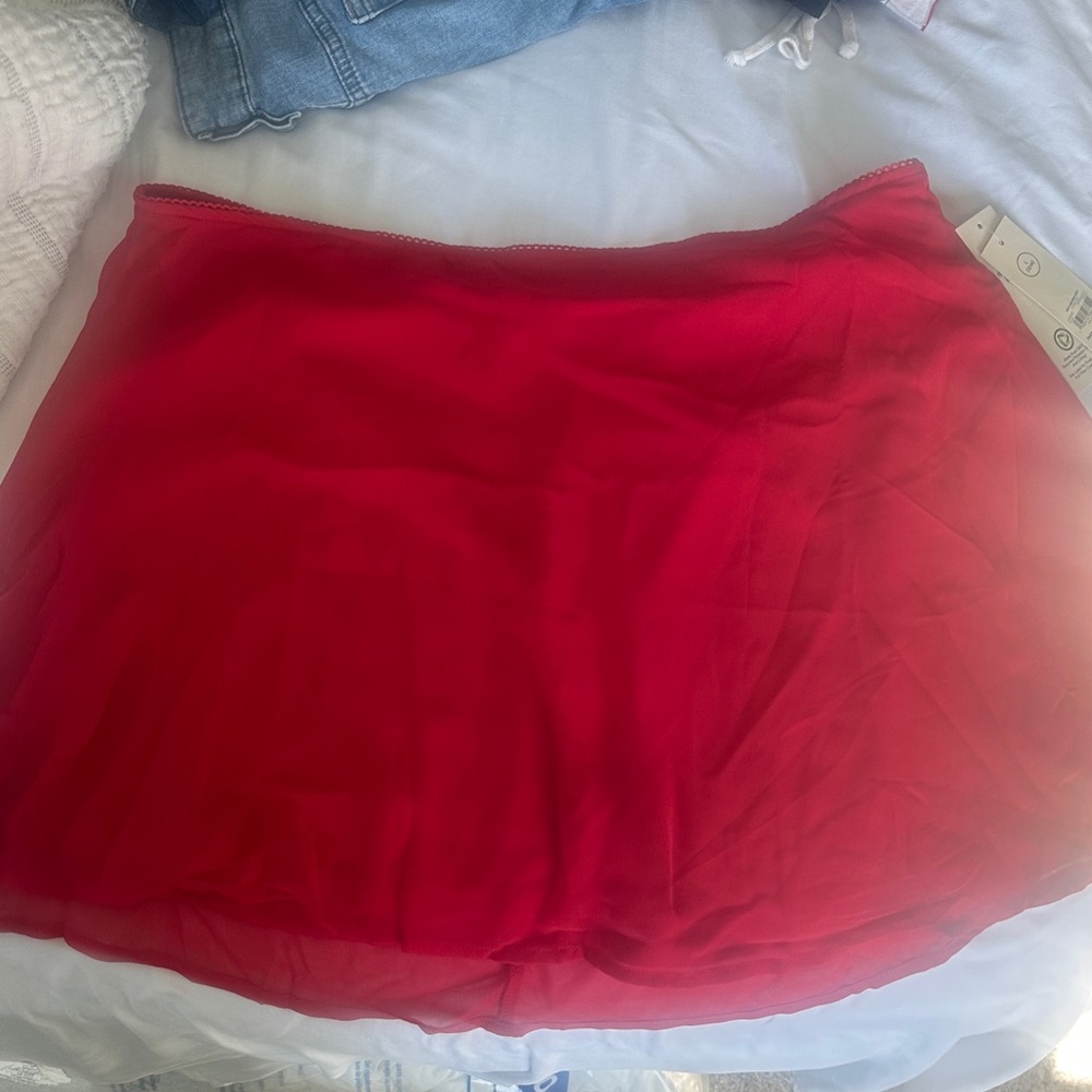 No Boundaries Red Layered Mini Skirt